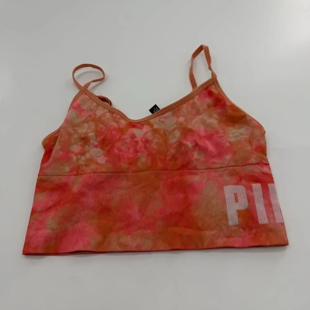 Victoria’s Secret PINK Active Set Orange Tie Dye Seamless Leggings Sports Bra - Picture 11 of 13